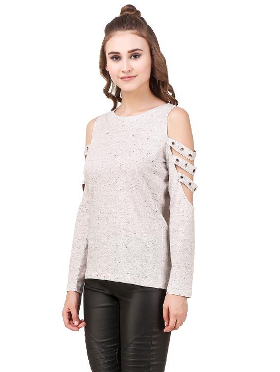grey cotton jersey top - 14169770 - Zoom Image - 2