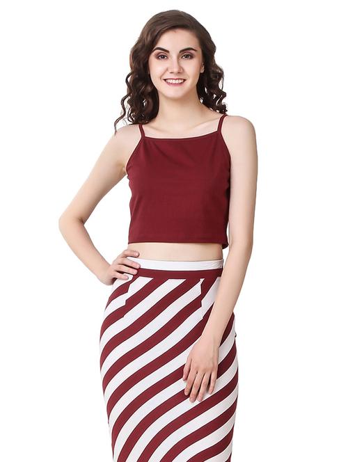 maroon cotton crop top - 14170900 - Standard Image - 1