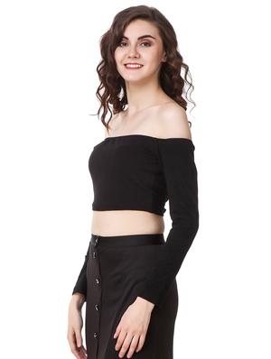 black cotton crop top - 14170901 - Standard Image - 2