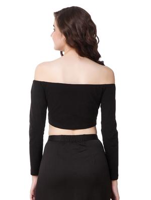 black cotton crop top - 14170901 - Standard Image - 3