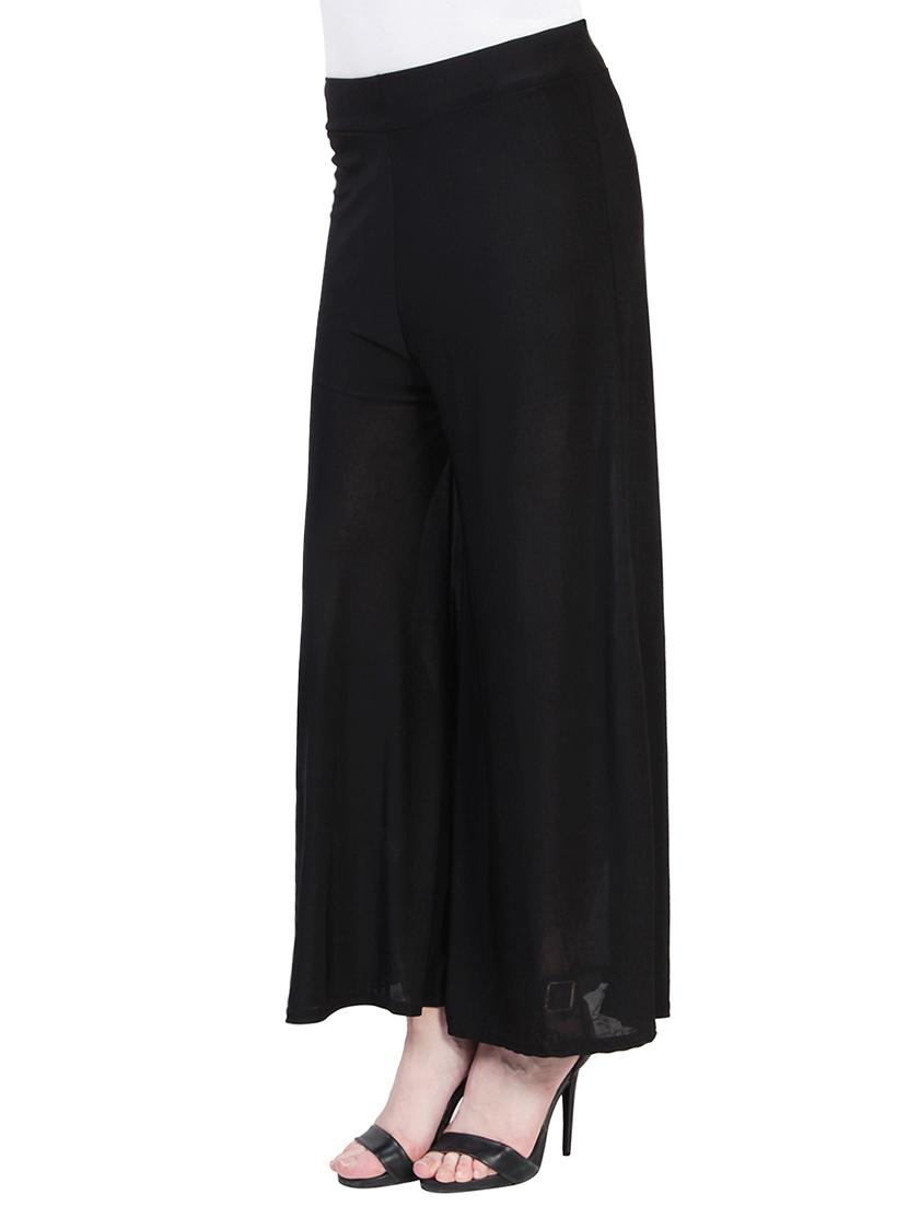 solid black poly spandex palazzo - 14171318 - Zoom Image - 2