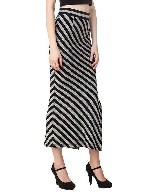 grey cotton side slit skirt - 14171918 - Zoom Image - 2