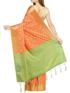 orange cotton silk patola saree with blouse - 14173684 - Standard Image - 2