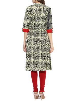 grey cotton high slit kurta - 14173870 - Standard Image - 3