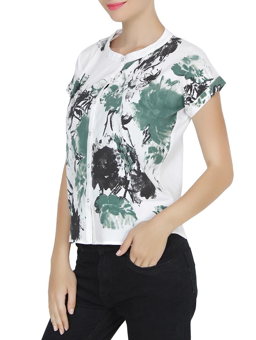 white poly crepe casual shirt - 14174698 - Zoom Image - 2