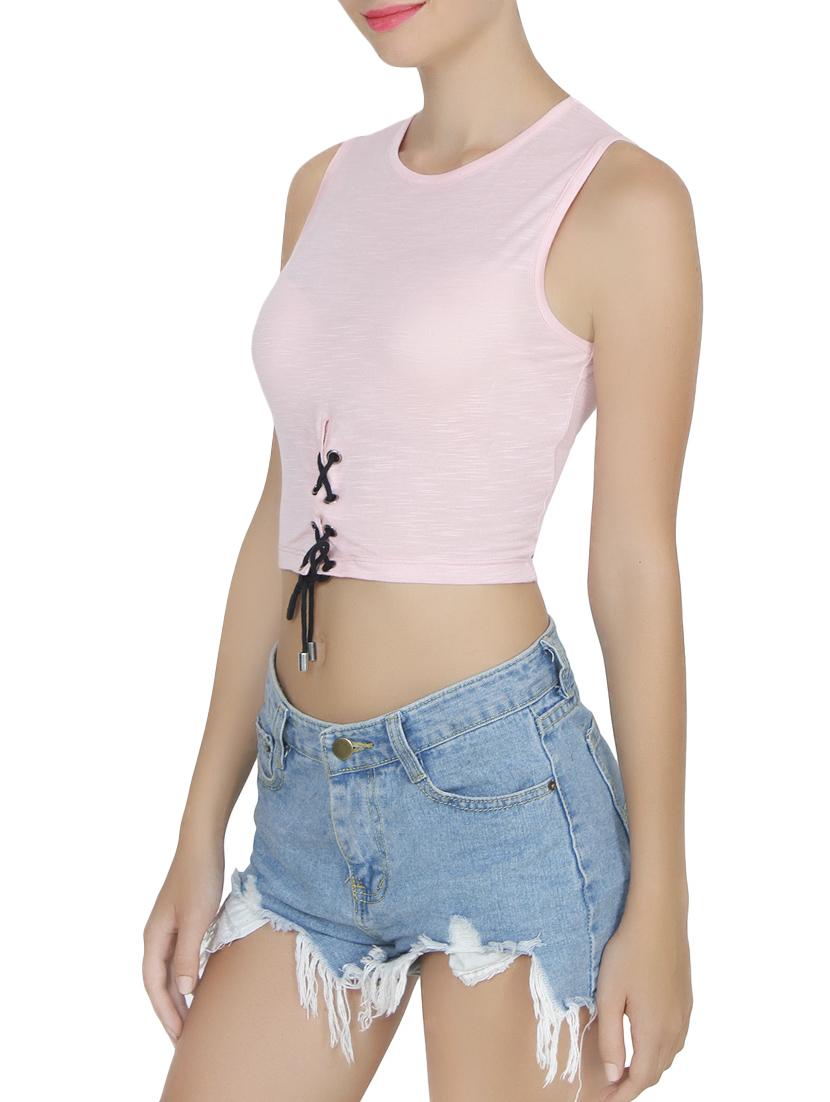 pink viscose crop top - 14174702 - Zoom Image - 2