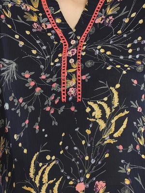 navy blue viscose top - 14175307 - Standard Image - 3