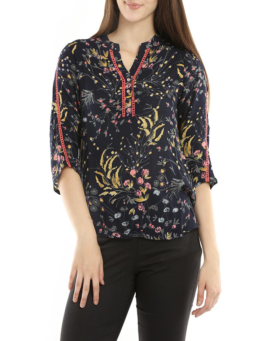 navy blue viscose top - 14175307 - Zoom Image - 1