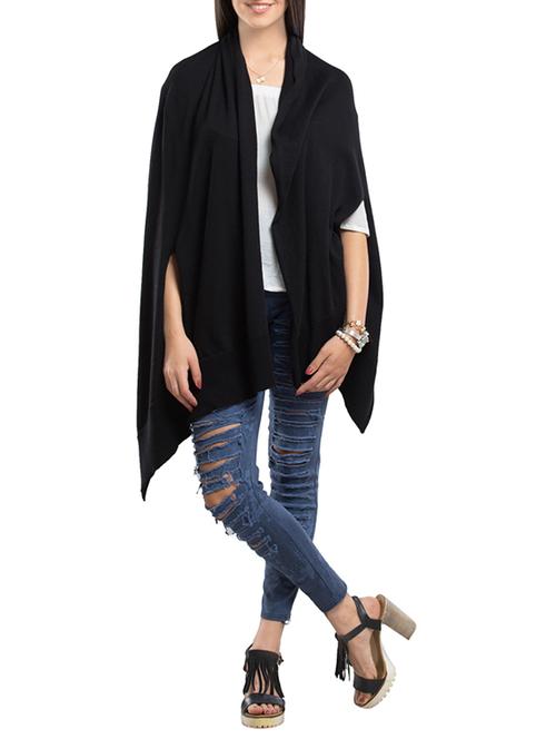solid black cotton shrug - 14178412 - Standard Image - 1