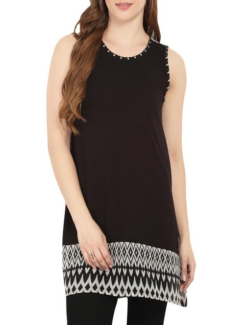 black printed viscose tunic - 14178850 - Standard Image - 1