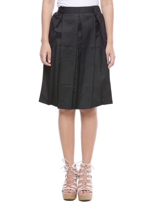 black cotton box pleat skirt - 14180224 - Standard Image - 1
