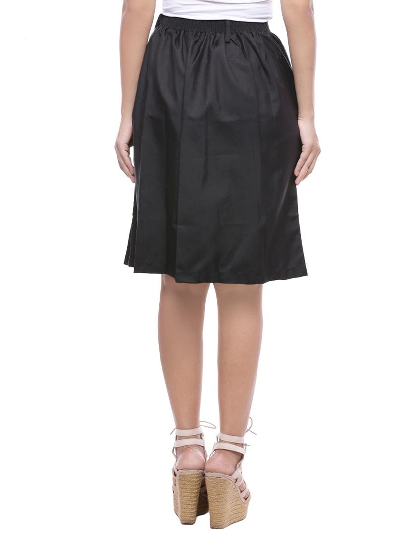black cotton box pleat skirt - 14180224 - Zoom Image - 3