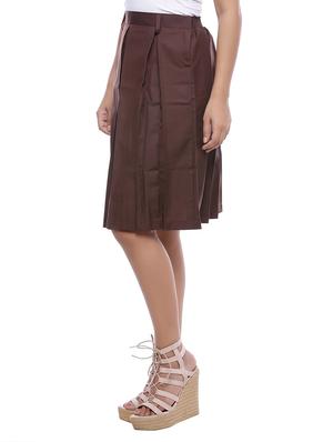 brown cotton box pleat skirt - 14180226 - Standard Image - 2