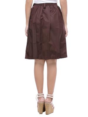 brown cotton box pleat skirt - 14180226 - Standard Image - 3
