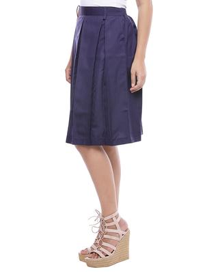 navy blue cotton box pleat skirt - 14180228 - Standard Image - 2