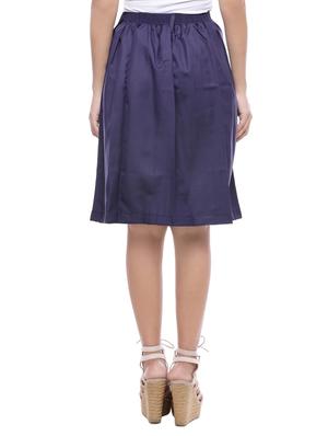 navy blue cotton box pleat skirt - 14180228 - Standard Image - 3
