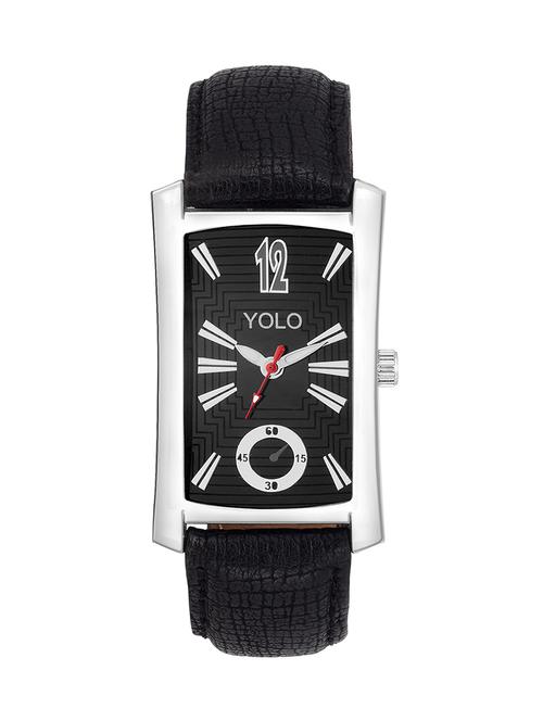 yolo men'z black dial rectangular wrist watch - 14180485 - Standard Image - 1