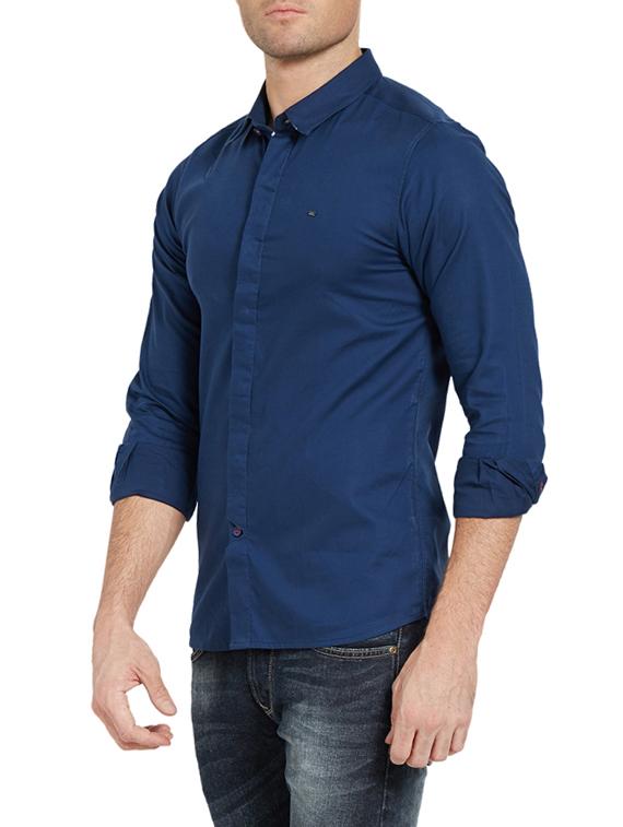 blue cotton casual shirt - 14181544 - Zoom Image - 2