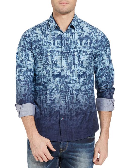 blue cotton casual shirt - 14181557 - Standard Image - 1