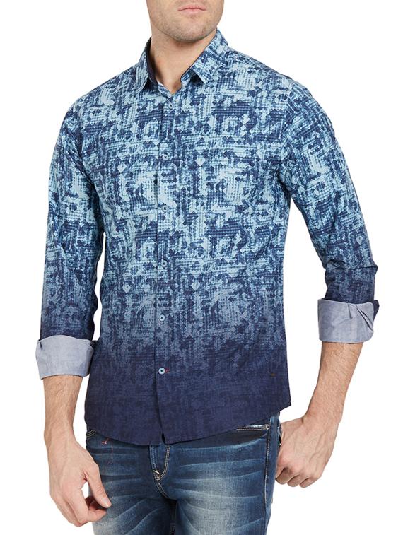 blue cotton casual shirt - 14181557 - Zoom Image - 2