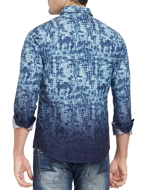 blue cotton casual shirt - 14181557 - Zoom Image - 3