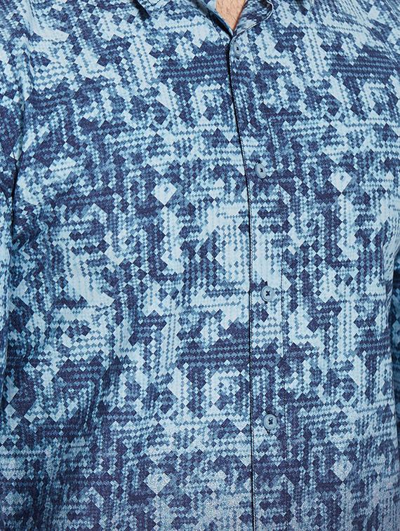 blue cotton casual shirt - 14181557 - Zoom Image - 4