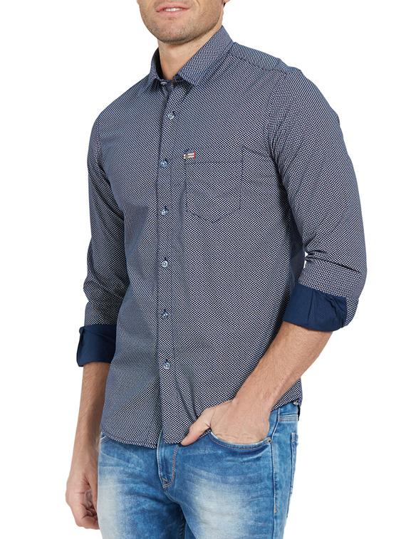blue cotton casual shirt - 14181562 - Zoom Image - 3