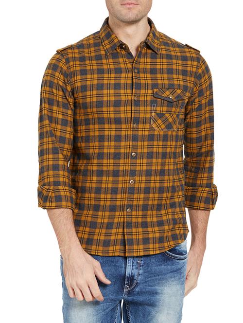yellow cotton casual shirt - 14181590 - Very Small Image - 1