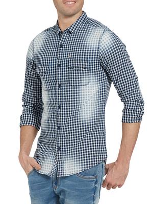 blue cotton casual shirt - 14181603 - Standard Image - 2