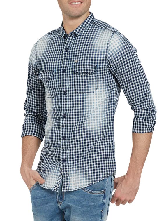 blue cotton casual shirt - 14181603 - Zoom Image - 2