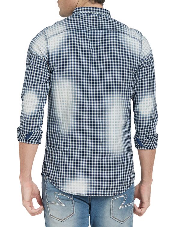 blue cotton casual shirt - 14181603 - Zoom Image - 3
