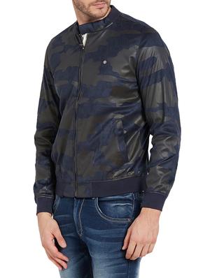 blue leather casual jacket - 14181625 - Standard Image - 2