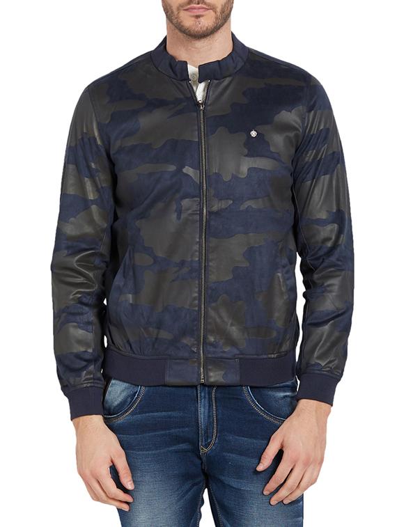 blue leather casual jacket - 14181625 - Zoom Image - 1