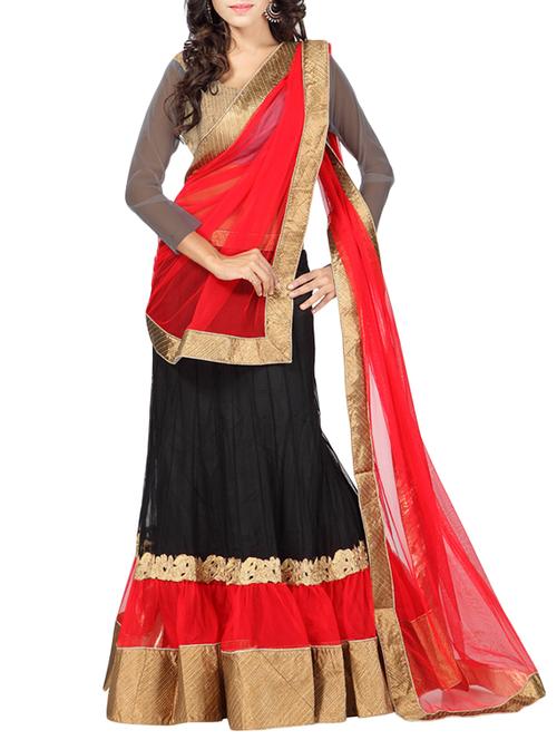 black net flared lehenga - 14181912 - Very Small Image - 1