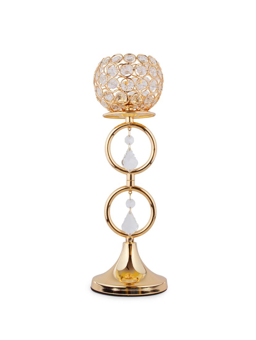 crystal tealight pillar candle stand showpiece set of 3 - 14181986 - Zoom Image - 4