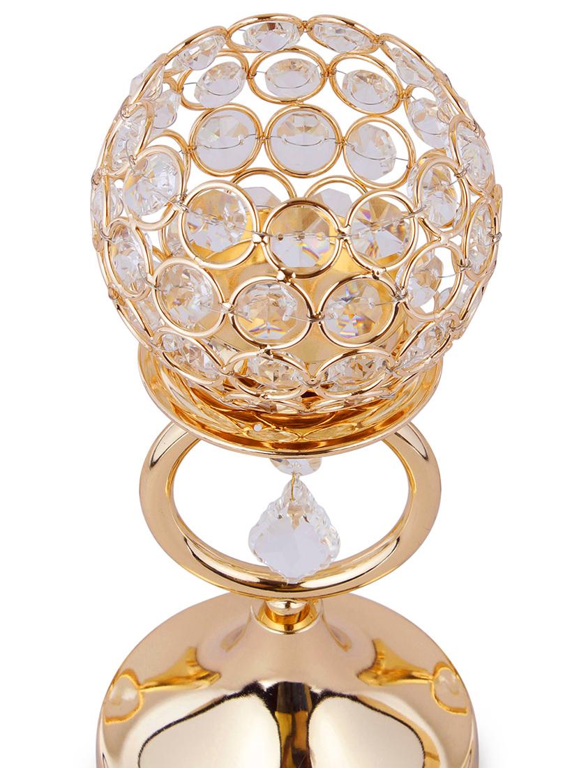 crystal tealight pillar candle stand showpiece set of 3 - 14181986 - Zoom Image - 6