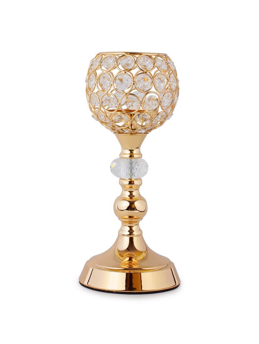 crystal tealight pillar candle stand showpiece set of 3 - 14181990 - Zoom Image - 5
