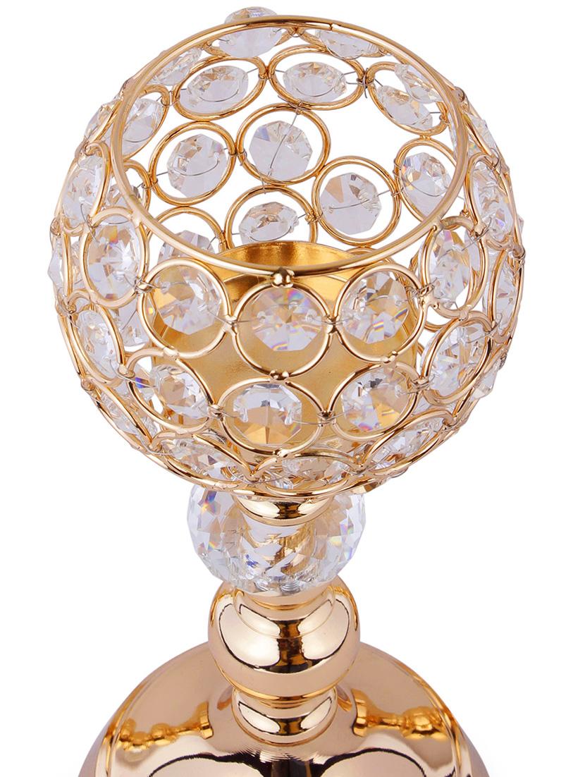 crystal tealight pillar candle stand showpiece set of 3 - 14181990 - Zoom Image - 6