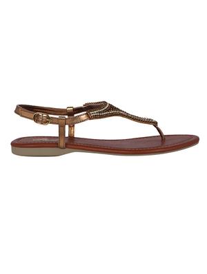 bronze faux leather back strap sandals - 14183448 - Standard Image - 2