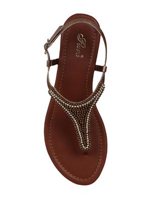 bronze faux leather back strap sandals - 14183448 - Standard Image - 4