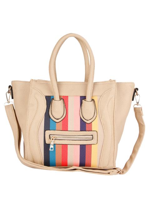 beige leatherette regular handbag - 14184659 - Standard Image - 1