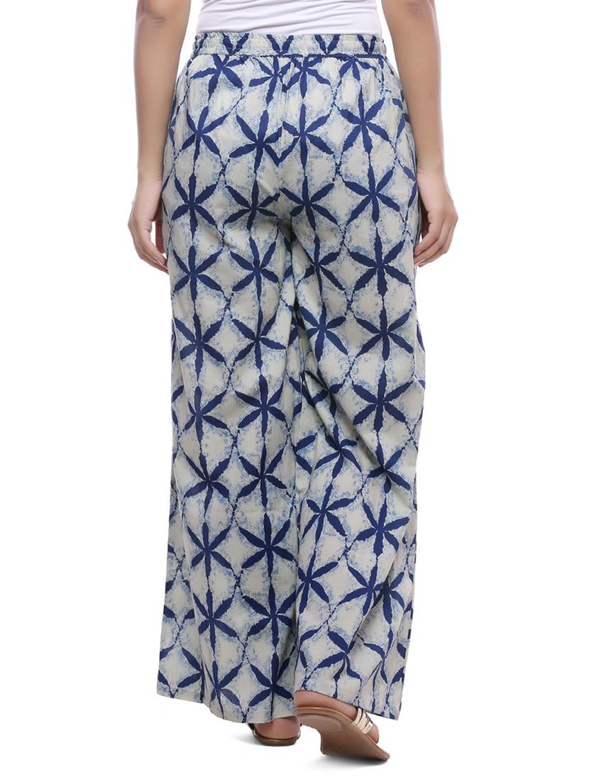 blue cotton palazzos - 14185014 - Zoom Image - 3