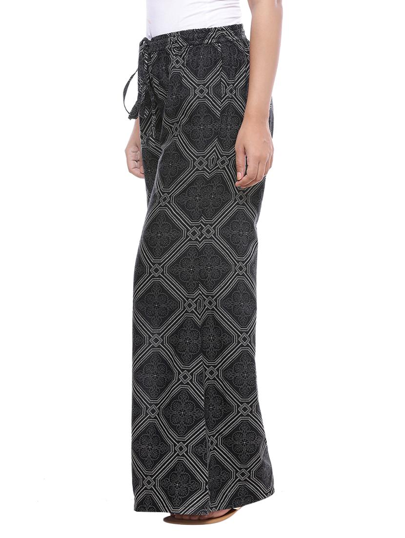 black cotton palazzos - 14185016 - Zoom Image - 2