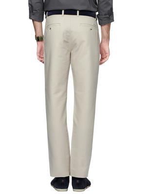 beige cotton flat front casual trouser - 14186315 - Standard Image - 2