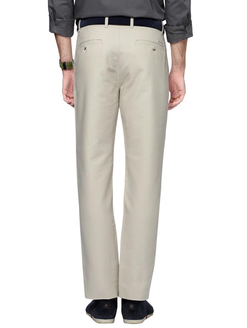 beige cotton flat front casual trouser - 14186315 - Zoom Image - 2