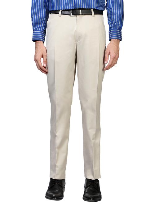 beige polyester blend flat front trouser - 14188451 - Standard Image - 1