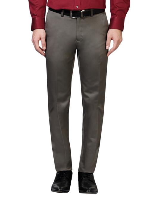 grey polyester blend flat front trouser - 14188453 - Standard Image - 1