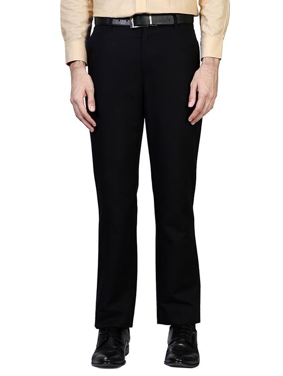 black cotton flat formal trouser - 14188471 - Zoom Image - 1