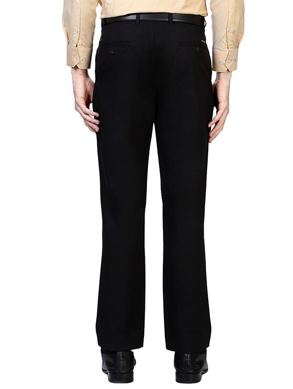 black cotton flat formal trouser - 14188471 - Zoom Image - 2