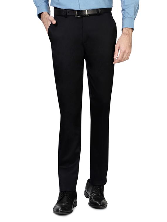 black cotton blend formal trouser - 14188515 - Zoom Image - 1